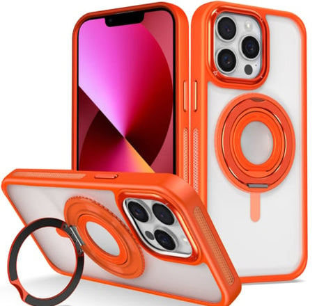 Skin Feel Transparent Case w/ Silicone Ring Holder - ORANGE for iPhone 13 Pro Max (Only Ground Shipp