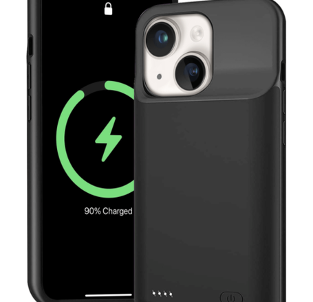 Soft Rubber Slim Charging Case 7000mAh for iPhone 14 (BLACK) (Only Ground Shipping)