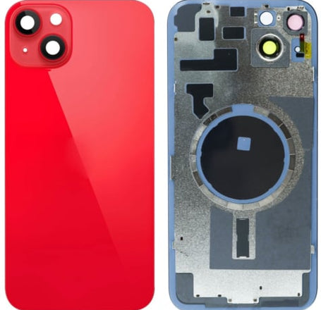 Back Glass with Frame and MagSafe Magnet for iPhone 14 Plus (NO LOGO) (RED)