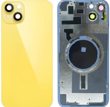 Back Glass with Frame and MagSafe Magnet for iPhone 14 Plus (NO LOGO) (YELLOW)