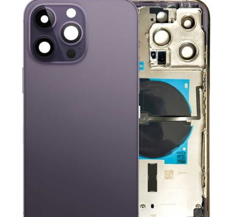 Back Housing Frame with Small Components Pre-Installed for iPhone 14 Pro Max (NO LOGO) (US Version) (DEEP PURPLE)