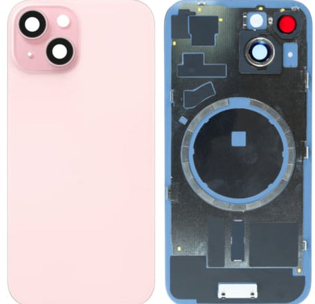 Back Glass with Frame and MagSafe Magnet for iPhone 15 (NO LOGO) (PINK)