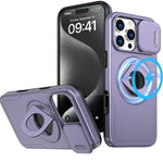 Ring Stand Case & Camera Lens Sliding Cover - PURPLE for iPhone 16 Pro (Only Ground Shipping)