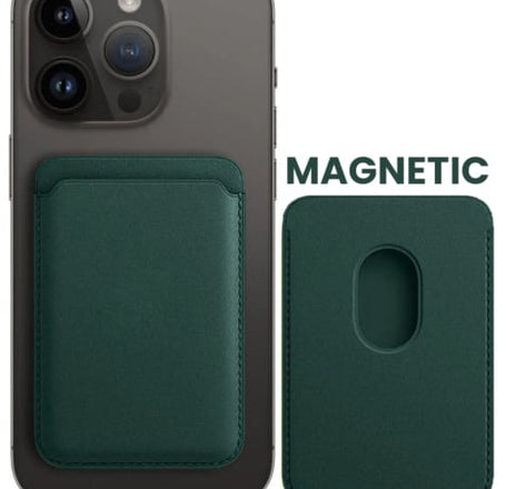 Leather Magnetic Card Wallet Holder - GREEN (Only Ground Shipping)