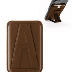 A Design Leather Magnetic Card Wallet Holder w/Stand - BROWN (Only Ground Shipping)