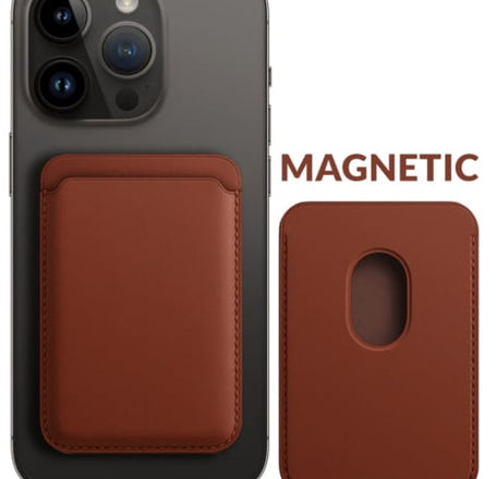 Leather Magnetic Card Wallet Holder - BROWN (Only Ground Shipping)