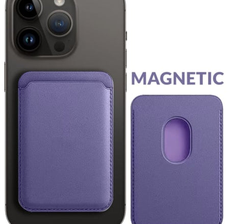 Leather Magnetic Card Wallet Holder - LILAC (Only Ground Shipping)