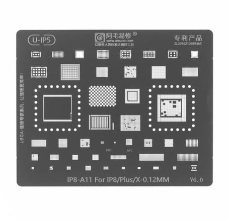 AMAOE BGA Reballing Stencil for iPhone 8 / 8 Plus / X - 0.12mm (A11)