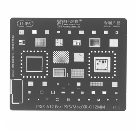 AMAOE BGA Reballing Stencil for iPhone Xs / Xr / Xs Max - 0.12mm (A12)