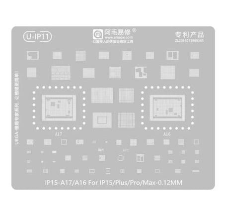 AMAOE BGA Reballing Stencil for iPhone 15 Series - 0.12mm A17 / A16