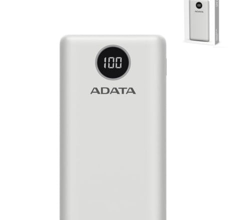 Adata P20,000QCD UL Certified Power Bank Quick Charge 3.0 w/ Led Display (WHITE)