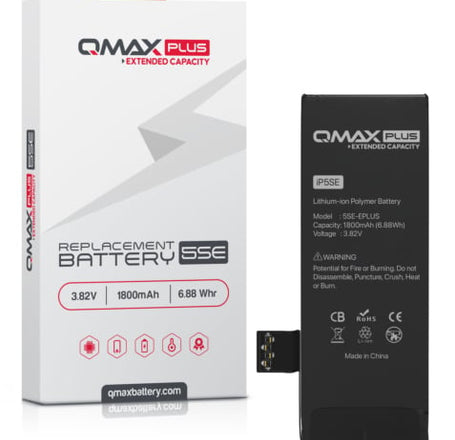 QMAX Plus Extended Capacity Replacement Battery for iPhone 5SE (1800 mAH)