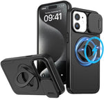 Ring Stand Case & Camera Lens Sliding Cover - BLACK for iPhone 11 (Only Ground Shipping)