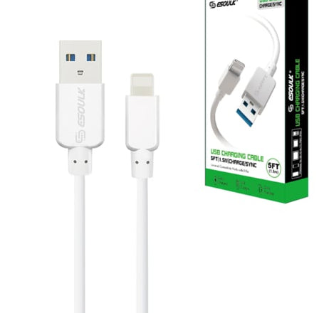 Esoulk USB A-L Round Charging Cable (WHITE) (5ft)