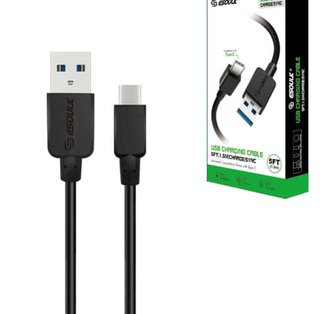 Esoulk USB A-C Round Charging Cable (BLACK) (5ft)