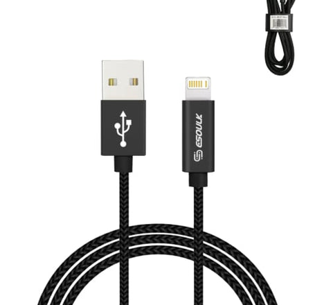 Esoulk USB A-L Braided Charging Cable (BLACK) (3ft)