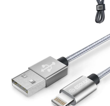 Esoulk USB A-L Braided Charging Cable (GRAY) (3ft)