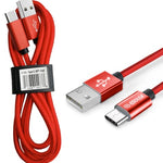 Esoulk USB A-C Braided Charging Cable (RED) (3ft)