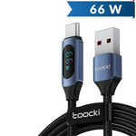 Toocki USB A-C Fast Charging Data Cable w/ Display (BLUE) (66W) (6ft)