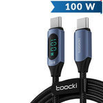 Toocki USB C-C Super Fast Charging Data Cable w/ Display (BLUE) (100W) (6ft)