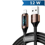 Toocki USB A-L Fast Charging Data Cable w/ Display (BROWN) (12W) (6ft)