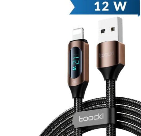 Toocki USB A-L Fast Charging Data Cable w/ Display (BROWN) (12W) (6ft)