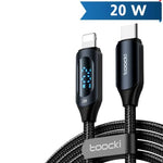 Toocki USB C-L Fast Charging Data Cable w/ Display (BLACK) (20W) (6ft)