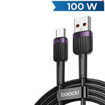 Toocki USB A-C Super Fast Charging Data Cable (BLACK / PURPLE) (100W / 7A) (6ft)