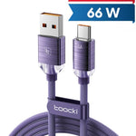 Toocki USB A-C Crystal Fast Braided Charging Data Cable (PURPLE) (66W) (6ft)