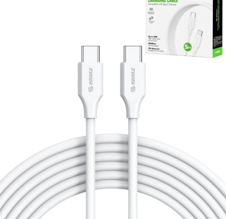 Esoulk C to C Fast Charging Cable (WHITE) (60W) (5FT)