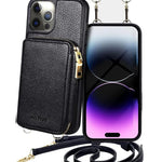 Motive Base Crossbody Zipper Purse Case - BLACK for iPhone 14 / 13 (Only Ground Shipping)