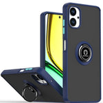 Galaxy A06 Hard PC Rear / Soft TPU Colorful Border Case with I-ring Holder - NAVY BLUE (Only Ground Shipping)