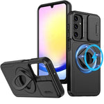 Ring Stand Case & Camera Lens Sliding Cover - BLACK for Galaxy A14 (Only Ground Shipping)