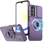 Ring Stand Case & Camera Lens Sliding Cover - PURPLE for Galaxy A14 (Only Ground Shipping)