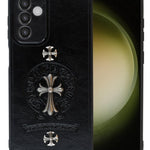 Galaxy A25 5G Leather Case w/ Metal Ornaments - CROSS (Only Ground Shipping)