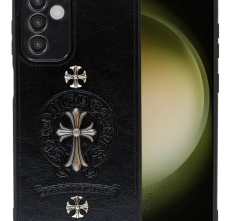 Galaxy A25 5G Leather Case w/ Metal Ornaments - CROSS (Only Ground Shipping)