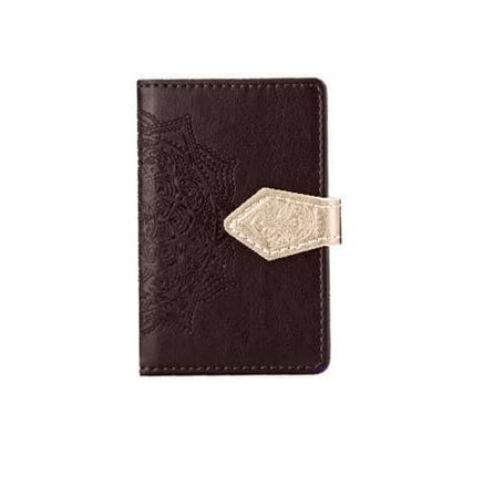 Universal Back Phone Leather Datura Flower Card Slot (BROWN) (Only Ground Shipping)