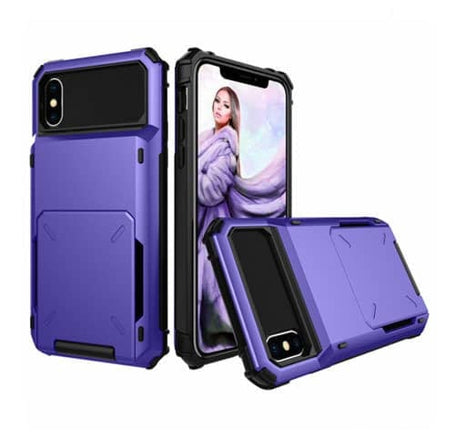 Credit Card Pocket Case - PURPLE for iPhone XR (Only Ground Shipping)