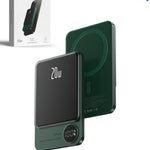 Magnetic Wireless PowerBank w/ LED Display (GREEN) (10000mAh) (Only Ground Shipping)