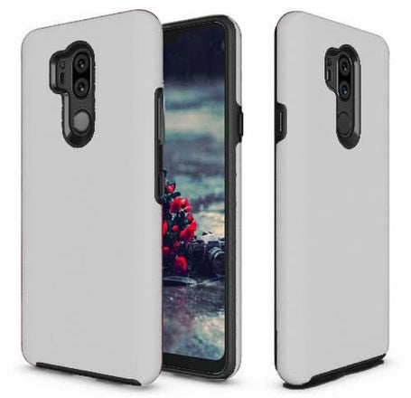 LG G7 ThinQ Shock Absorption Protective Dual Layer Case- SILVER (Only Ground Shipping)