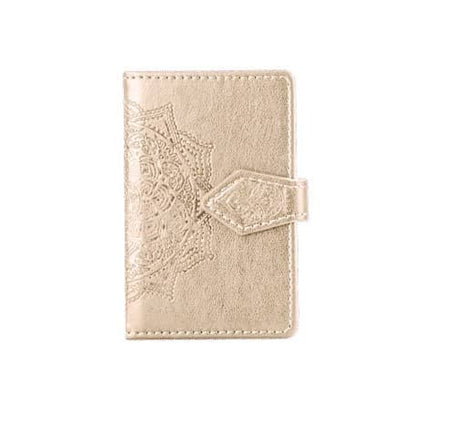 Universal Back Phone Leather Datura Flower Card Slot (GOLD) (Only Ground Shipping)