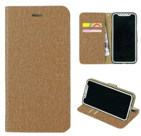 Cotton Texture Wallet Case - GOLD for iPhone XS Max (Only Ground Shipping)