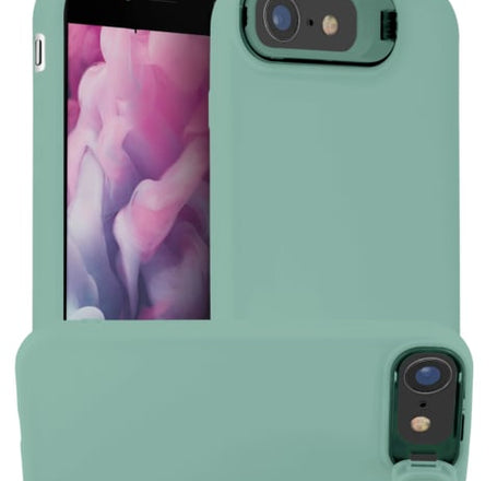 Soft Silicon Protective Case w/ Camera Stand - TEAL for iPhone 7 / 8 (Only Ground Shipping)