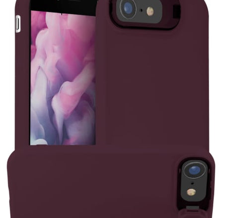 Soft Silicon Protective Case w/ Camera Stand - MAROON for iPhone 7 / 8 (Only Ground Shipping)