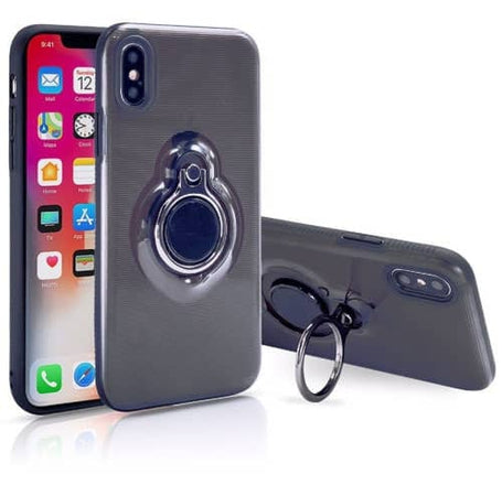 iPhone X / XS TPU Design Magnet Case with I - Ring - BLACK (Only Ground Shipping)