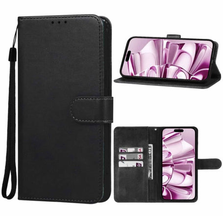 Leather Wallet Case with Card Slot - BLACK for Moto G 5G (2024) (Only Ground Shipping)