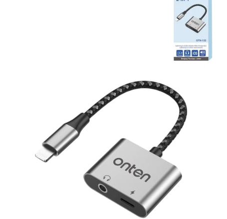 Onten 2in1  USB L to AUX + Charging Converter (With Chip)