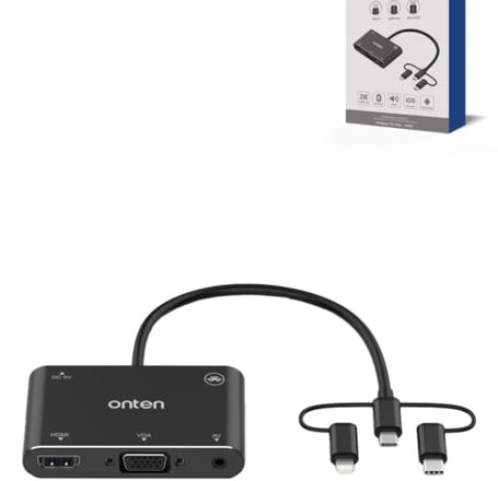 Onten 5in3 USB L + C + M to HDMI + VGA + Bluetooth Adapter (1080P / 30Hz)