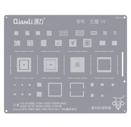 QianLi Bumblebee QS140 CPU Universal Stencil for Galaxy A10 to A70 (A105F/A202F/A305N/A40S/A505F/A515F/A530F/A600F/A750F