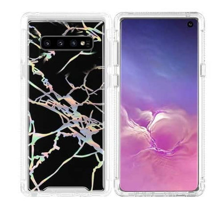 Galaxy S10 Plus Marble Design Clear Bumper TPU Case-BLACK (Only Ground Shipping)